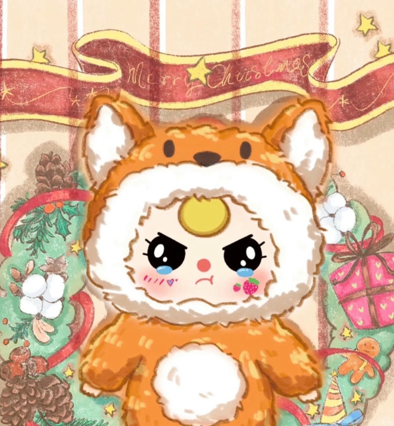 baby three chibi màu cam