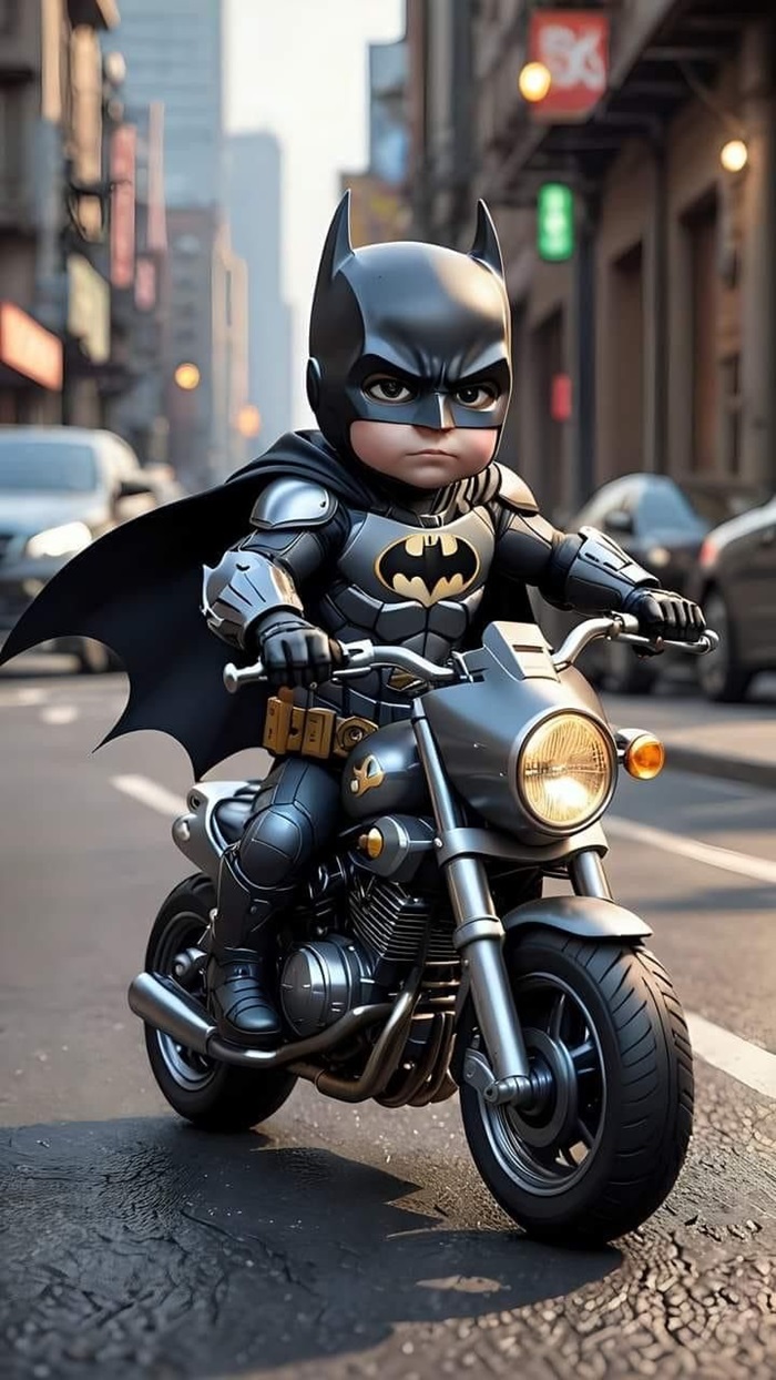 batman chibi lái xe máy