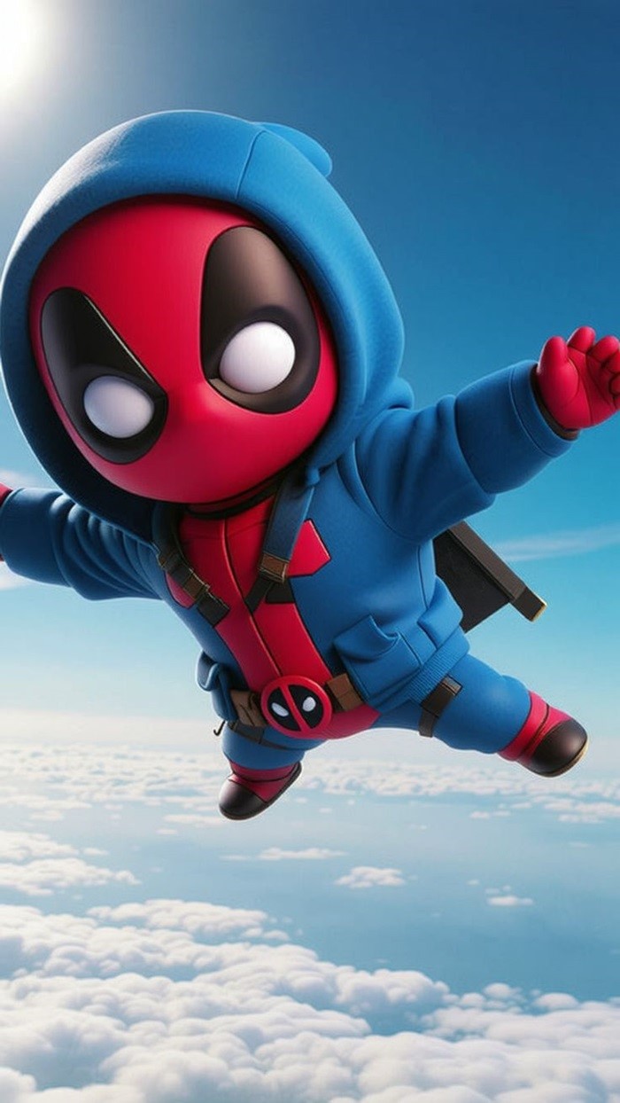 deadpool chibi đang bay