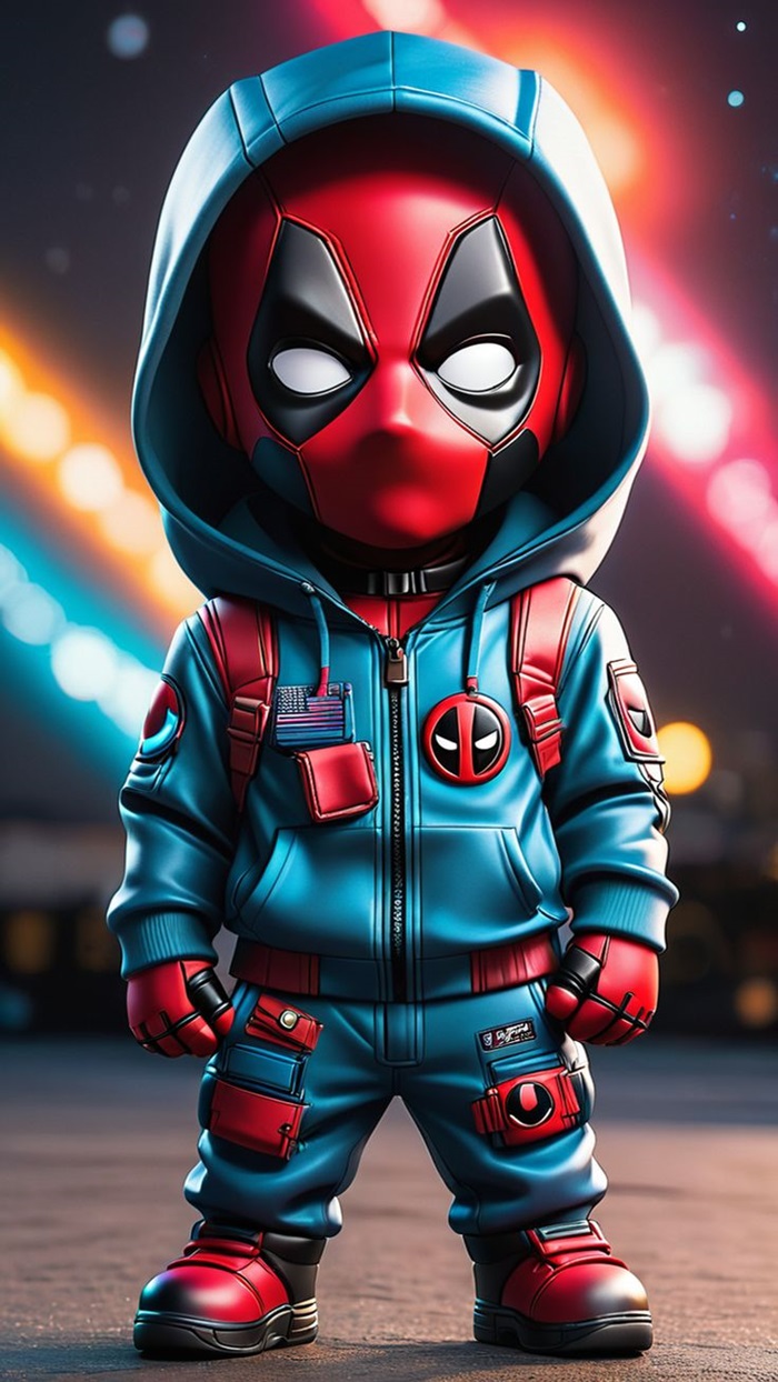 deadpool chibi mặc áo xanh