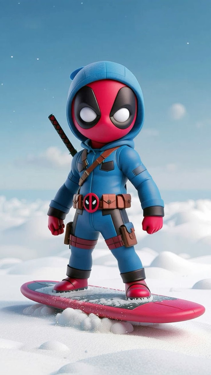 deadpool chibi trượt tuyết