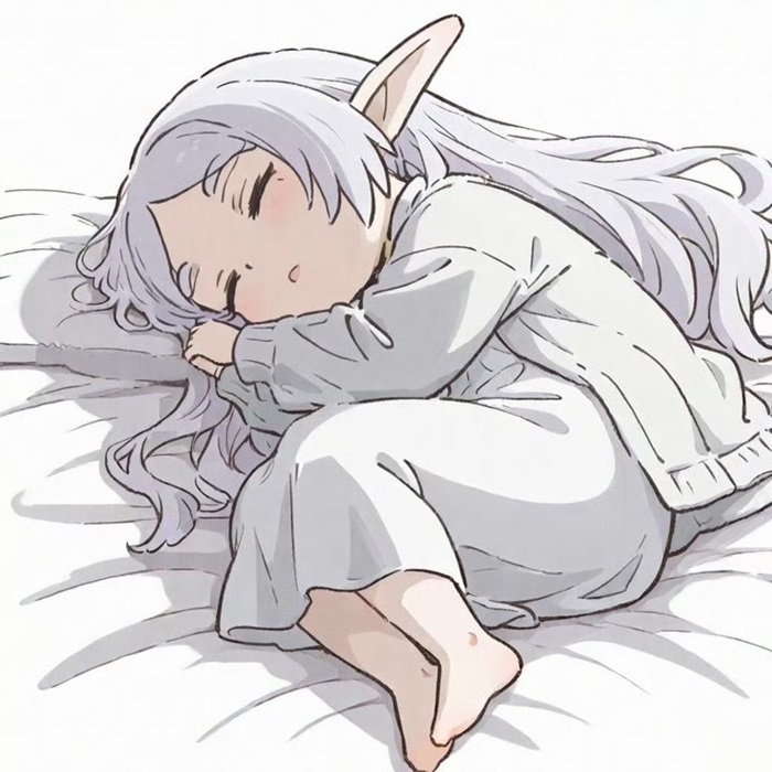frieren chibi ngủ nướng