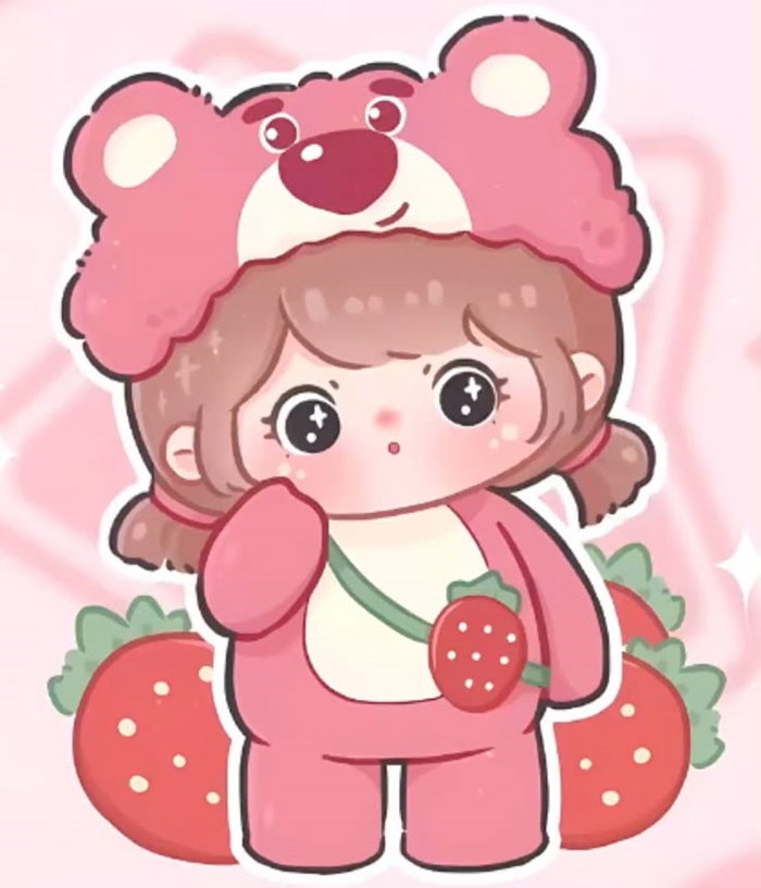 gấu dâu chibi cute