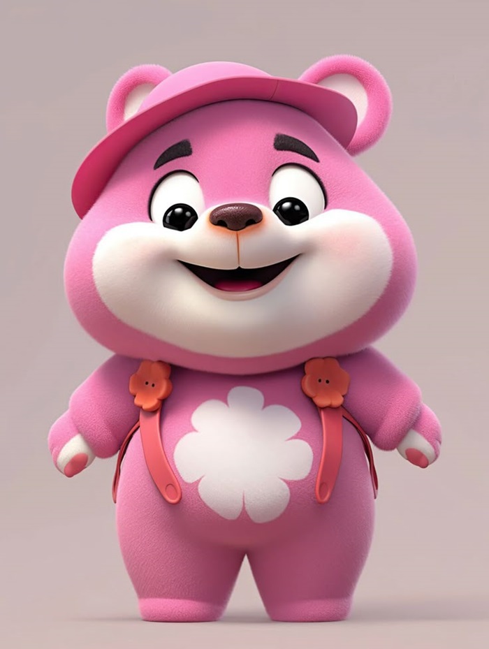 gấu dâu chibi mũ hồng