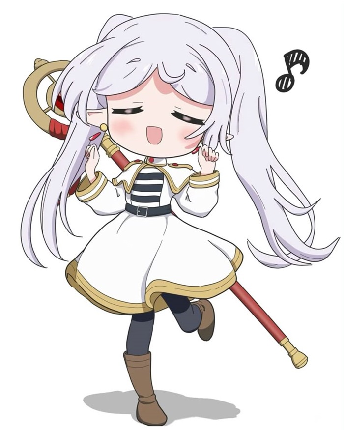 hình ảnh frieren chibi đang hát