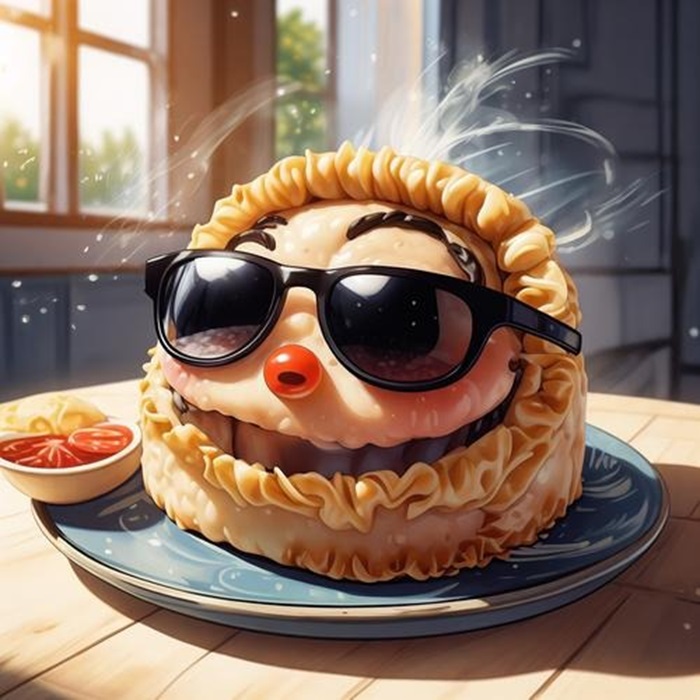 hình bánh bao chibi đeo kính