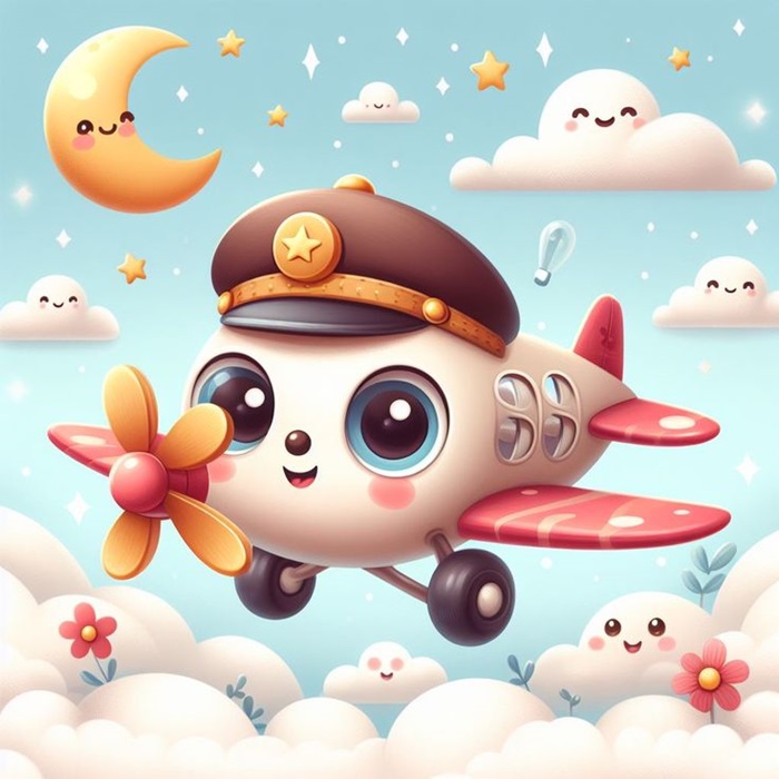 máy bay chibi đội mũ