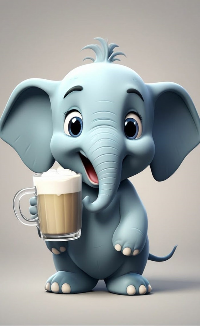 voi chibi cầm bia