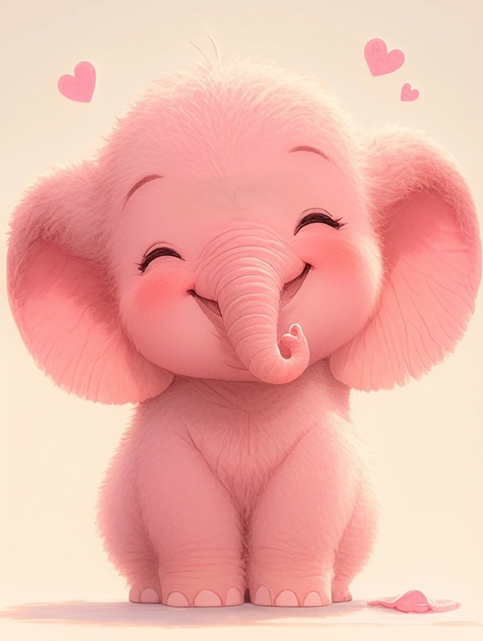 voi chibi màu hồng