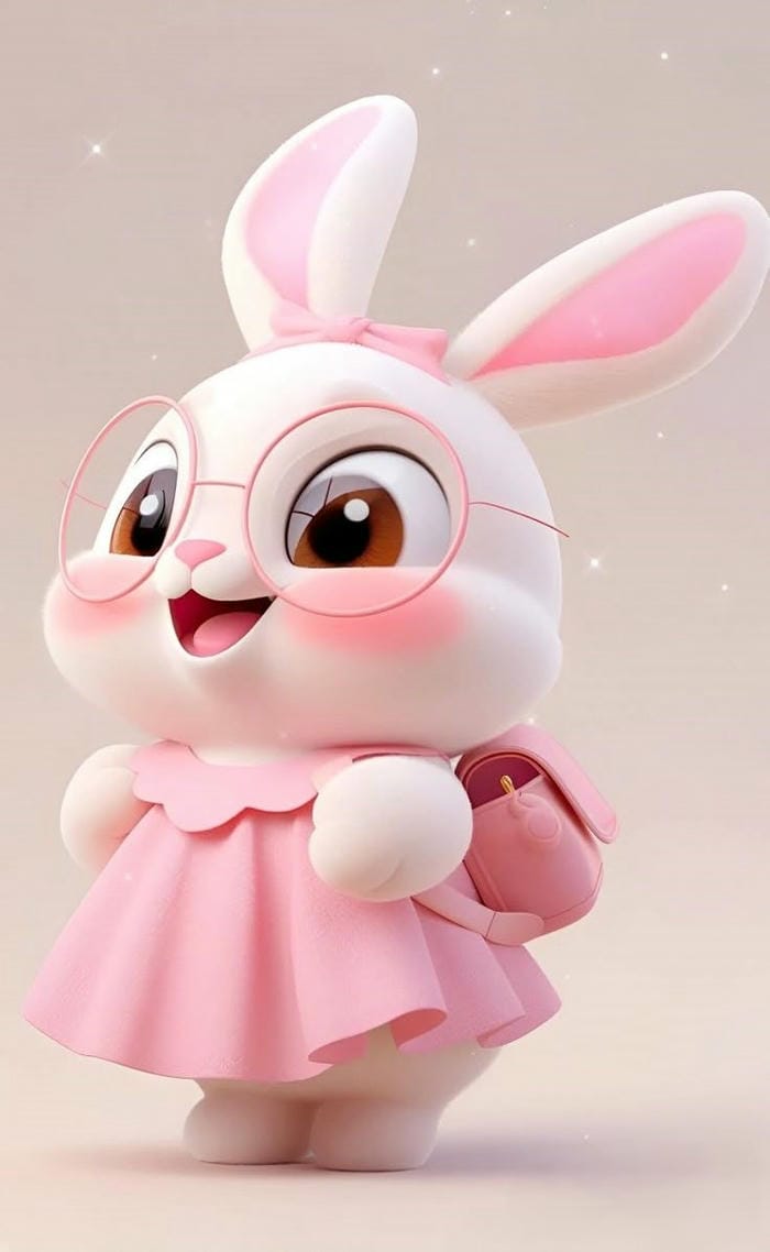ảnh con thỏ chibi đeo kính