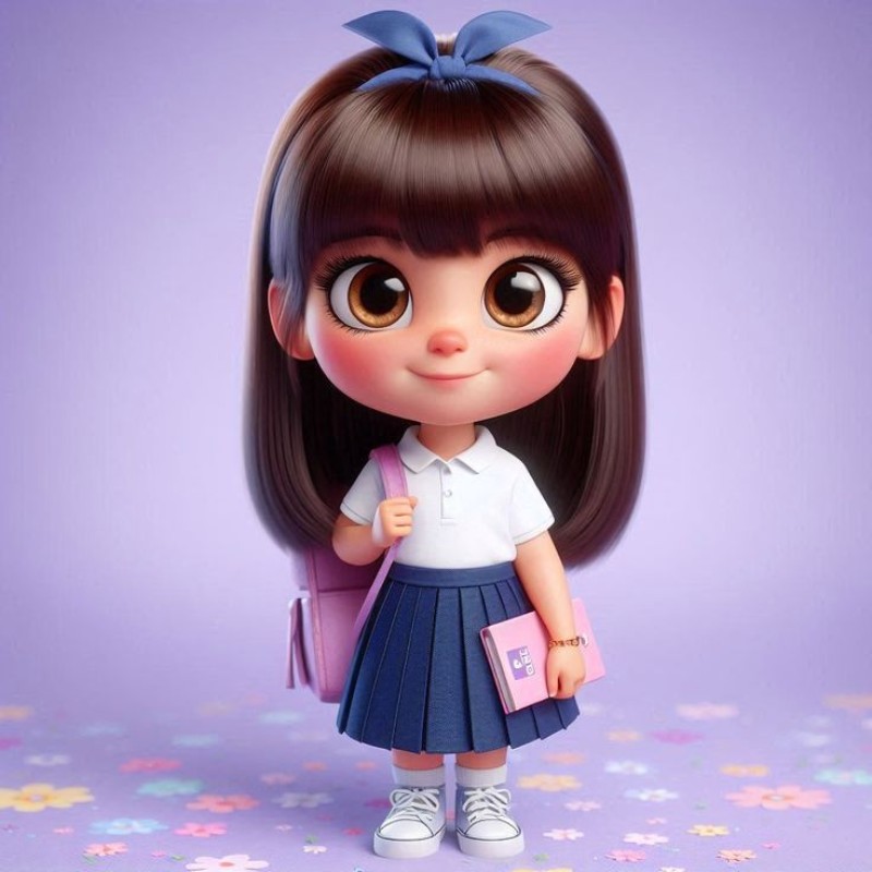 ảnh học sinh chibi 3d tóc dài