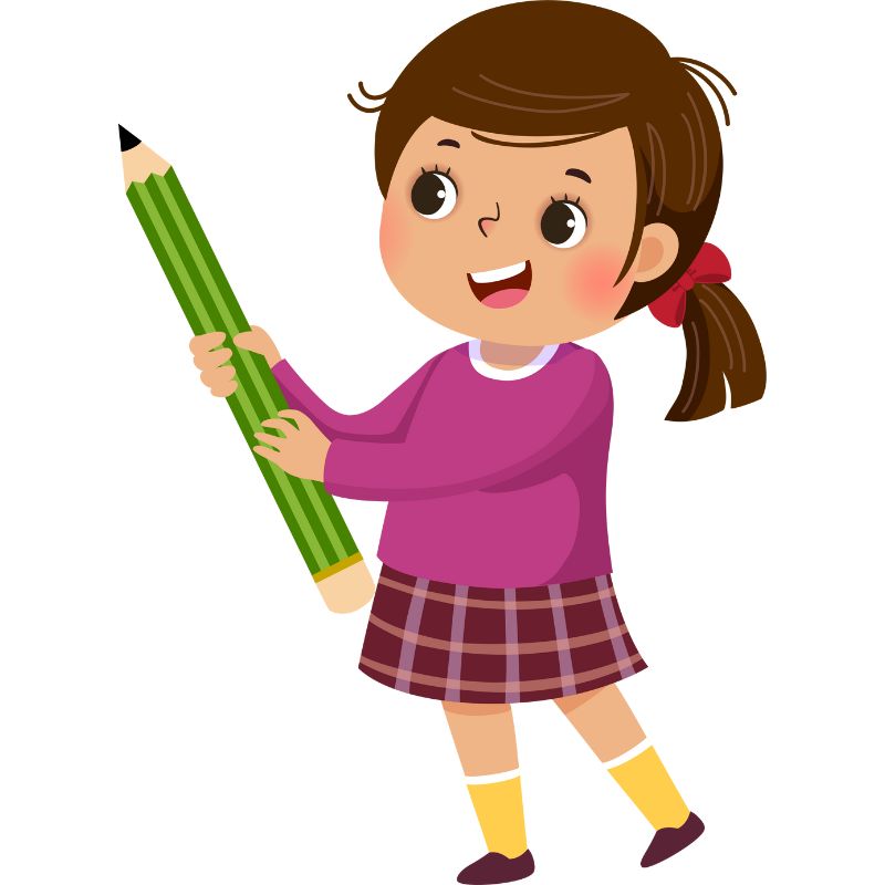ảnh học sinh chibi cầm bút chì