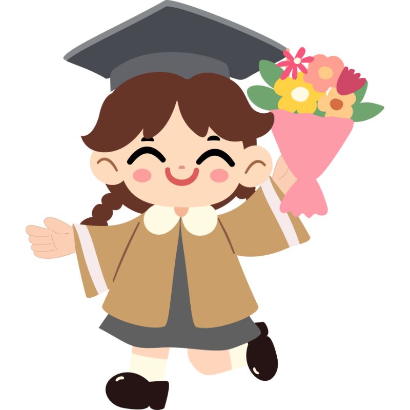 ảnh học sinh chibi cầm hoa