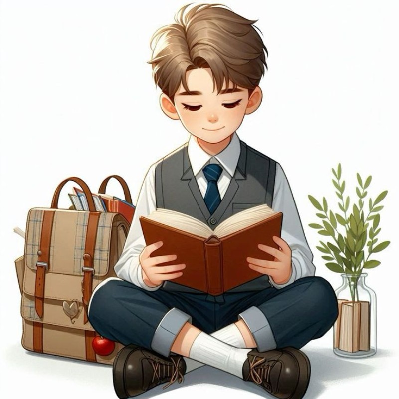 ảnh học sinh chibi đọc sách