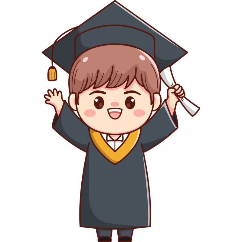 ảnh học sinh chibi mặc áo cử nhân