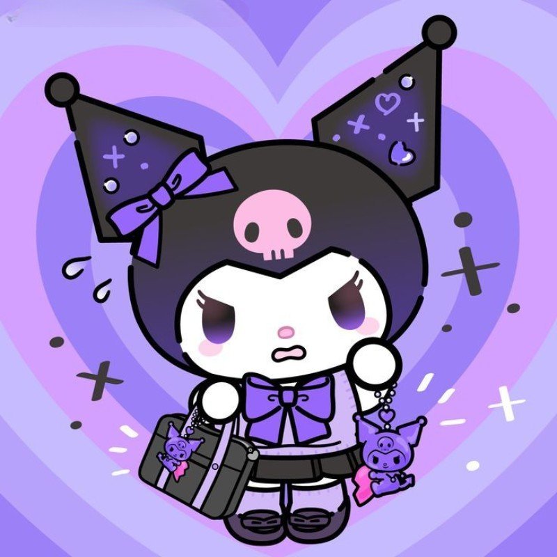 ảnh kuromi anime chibi đeo túi