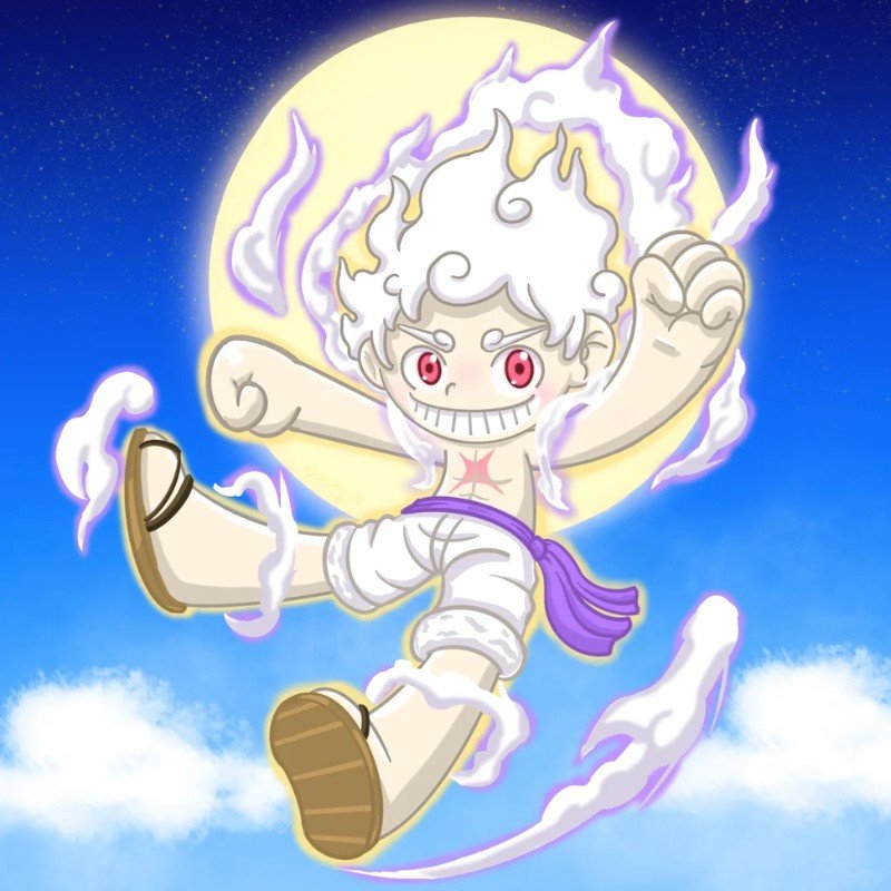 ảnh luffy gear 5 chibi cực đẹp