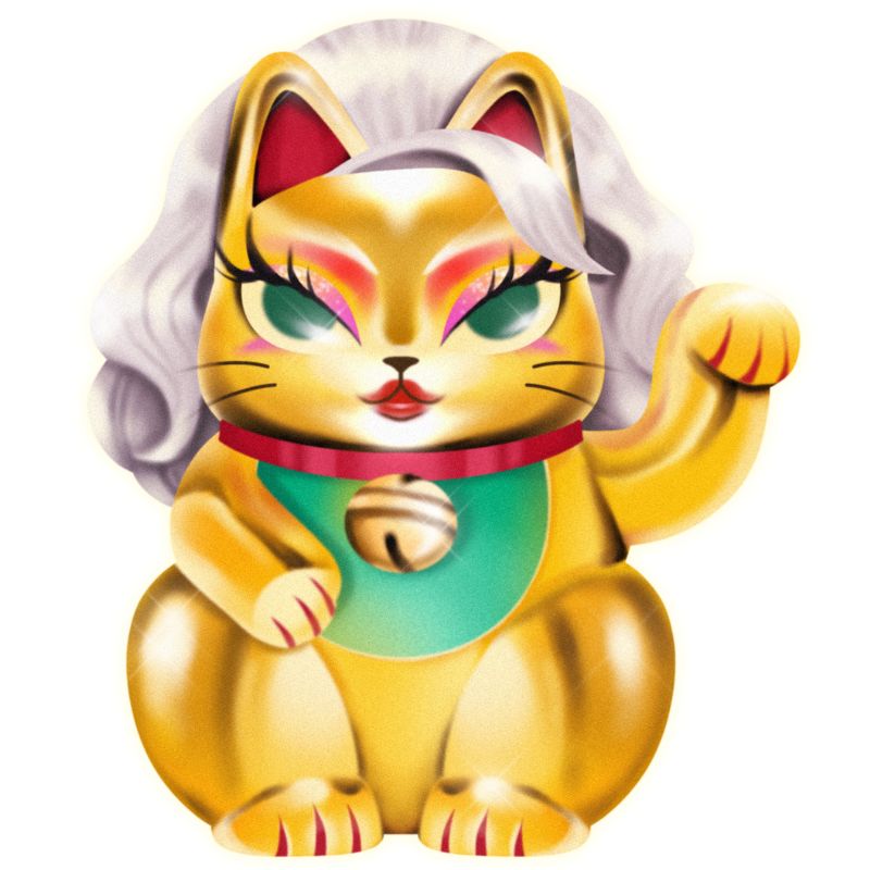 ảnh mèo thần tài chibi 4k