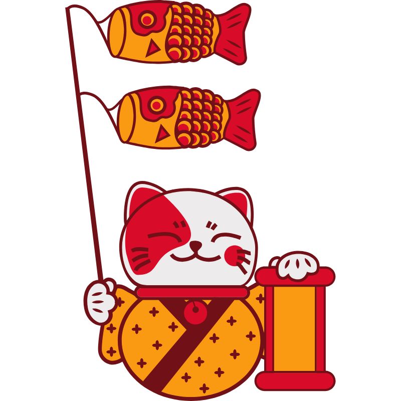 ảnh mèo thần tài chibi cầm cá