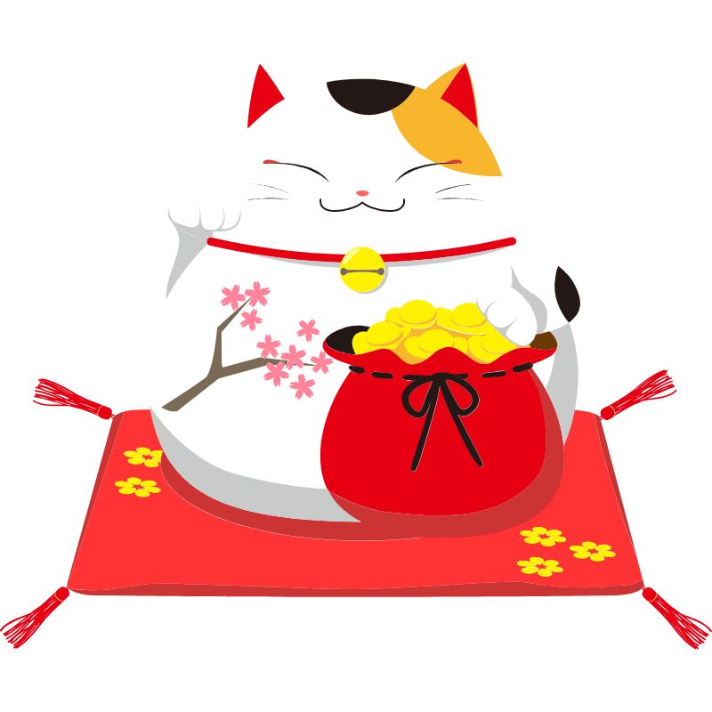 ảnh mèo thần tài chibi đáng yêu