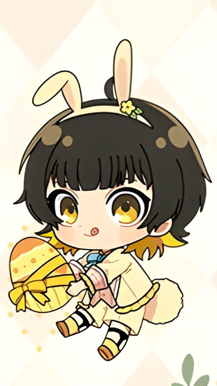 bachira chibi đeo tai thỏ
