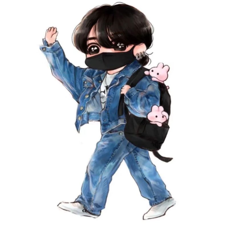 bts chibi đeo ba lô