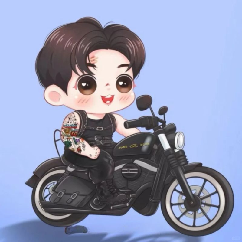 bts chibi đi xe máy