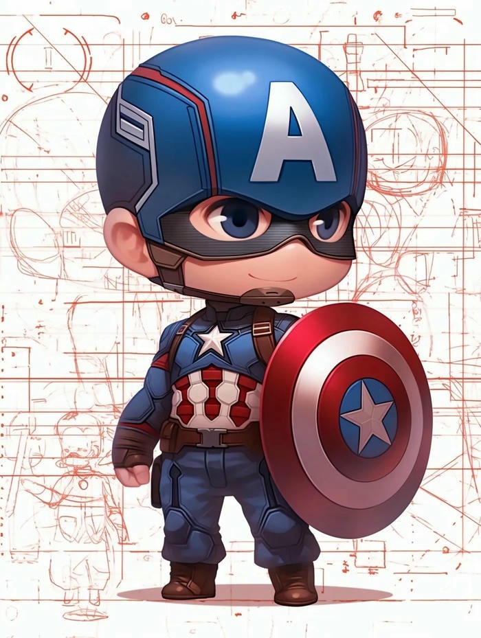 captain america chibi ngầu cực