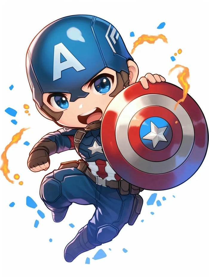 captain america chibi siêu chất