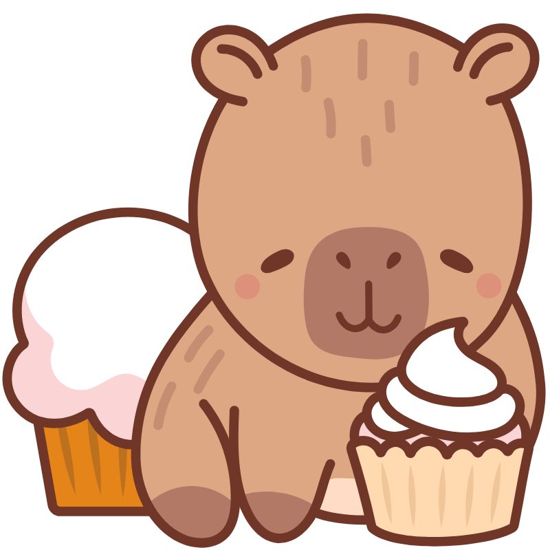 capybara chibi ăn kem