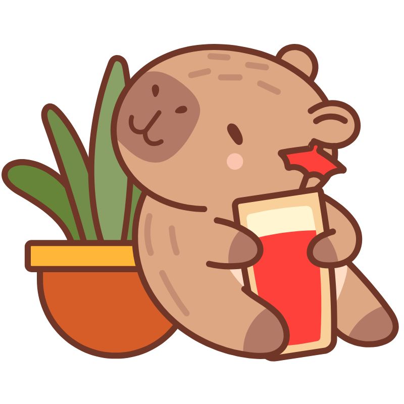 capybara chibi cầm cốc
