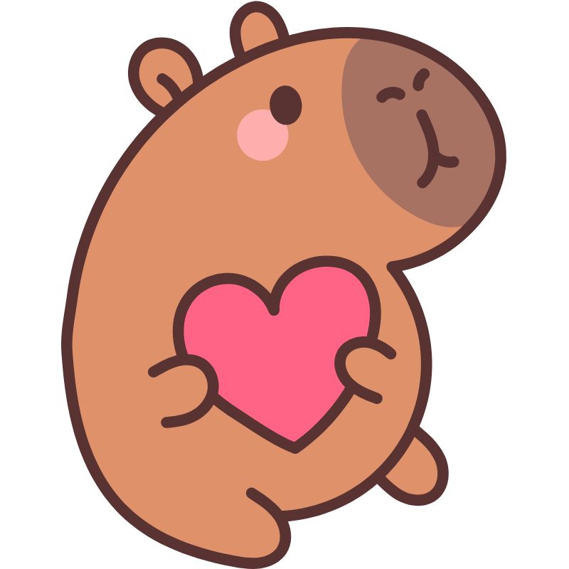 capybara chibi cầm tim
