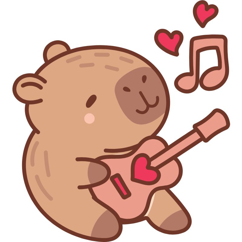 capybara chibi đánh đàn