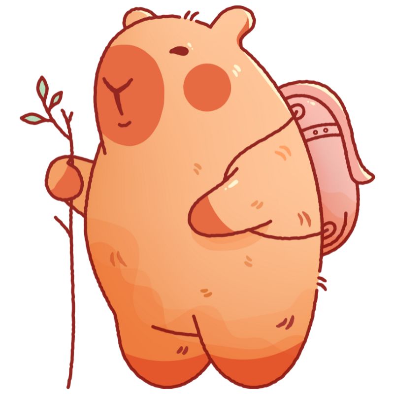 capybara chibi đeo balo