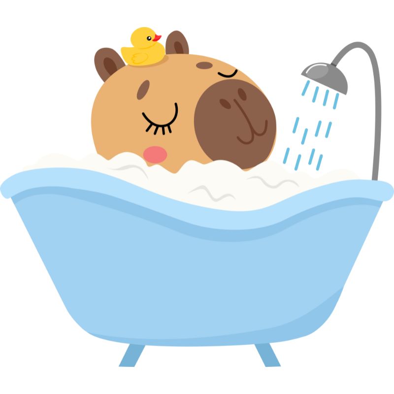 capybara chibi tắm bồn