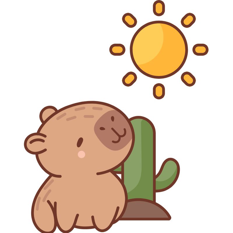 capybara chibi tắm nắng