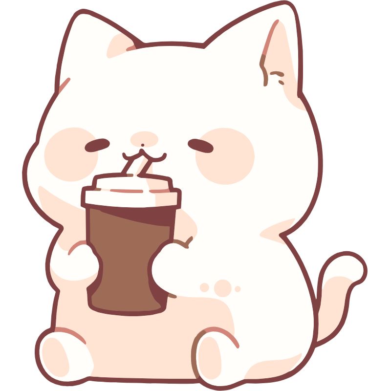 cat chibi uống nước