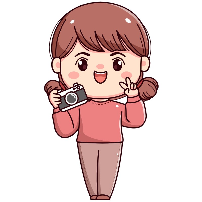 chibi girl cầm camera