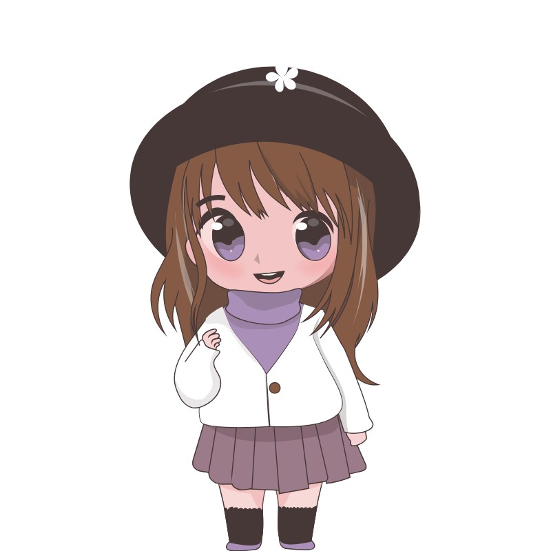 chibi girl đội mũ đen