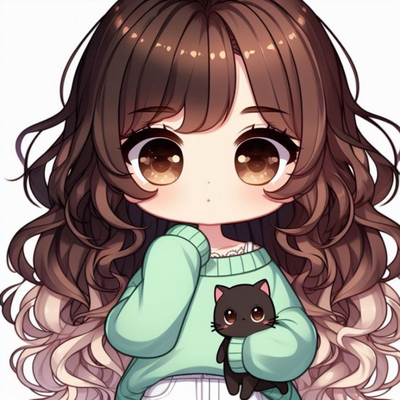 chibi girl tóc xoăn