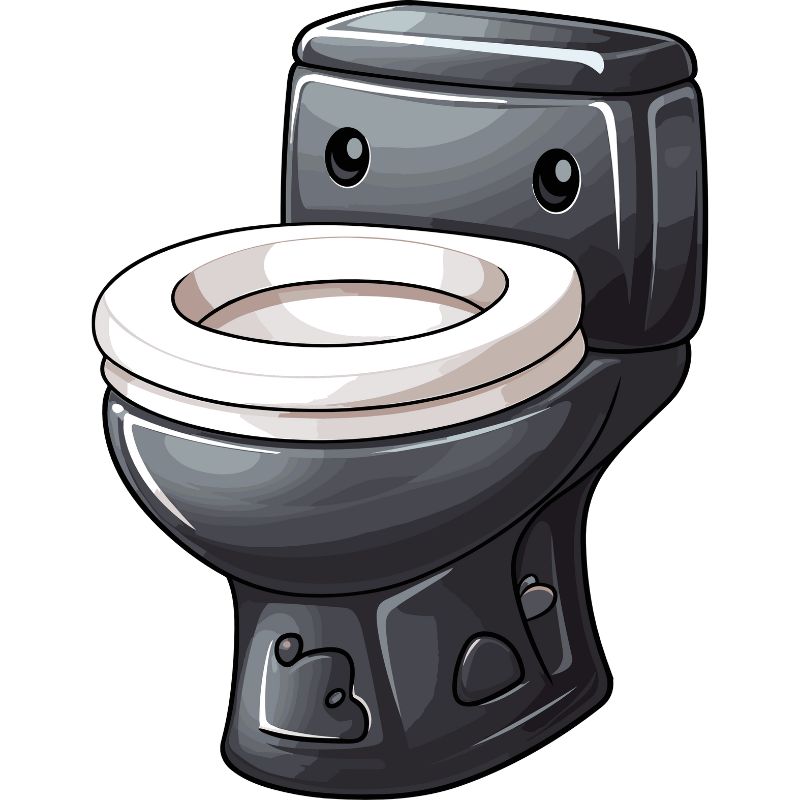 chibi toilet đen trắng