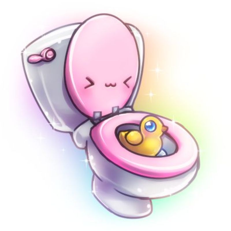 chibi toilet vịt bơi