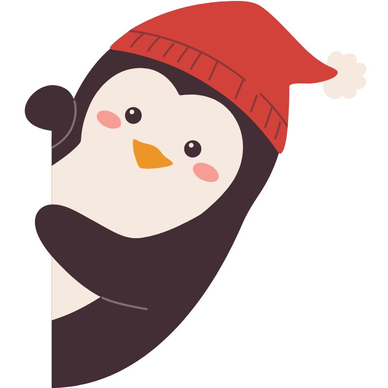chim cánh cụt chibi đội mũ len