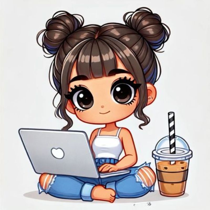 cô gái chibi chơi máy tính