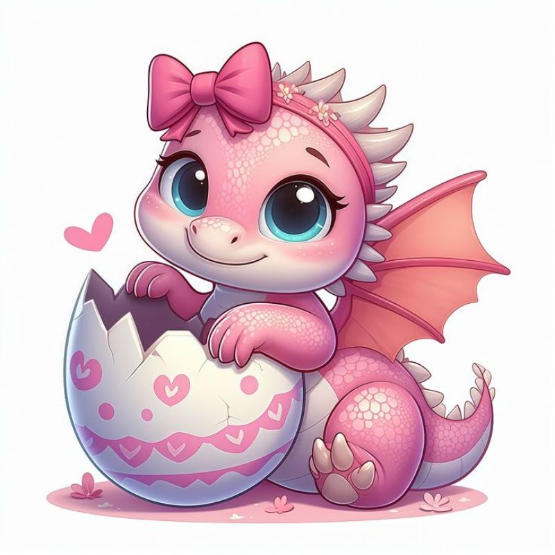 con rồng chibi màu hồng