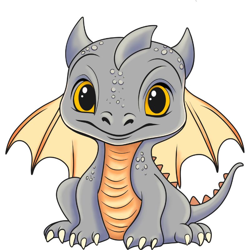 con rồng chibi màu xám
