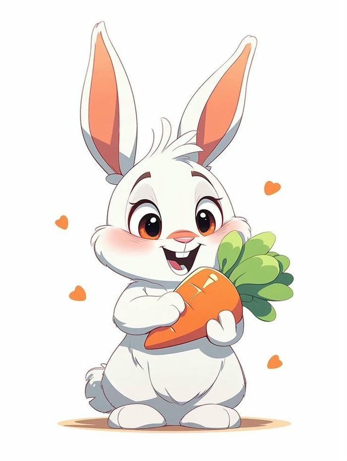 con thỏ chibi cầm cà rốt