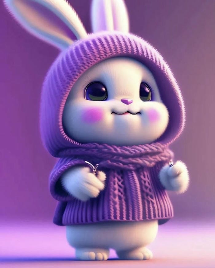con thỏ chibi đội mũ len