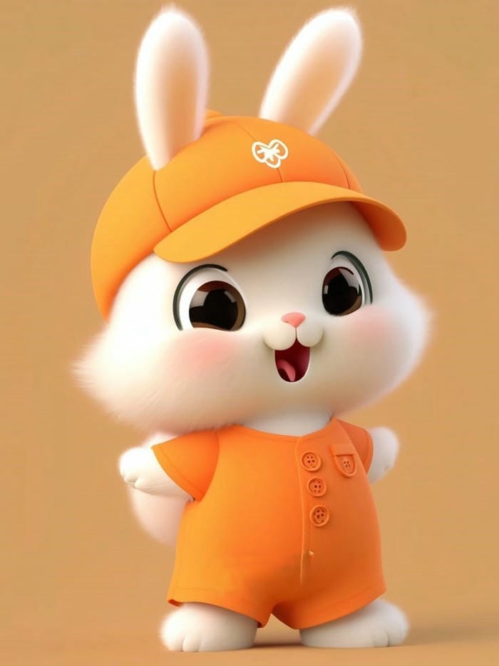 con thỏ chibi mũ cam