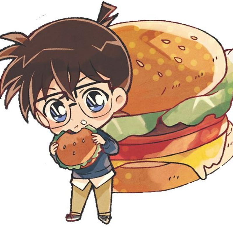 conan chibi cầm hambeger